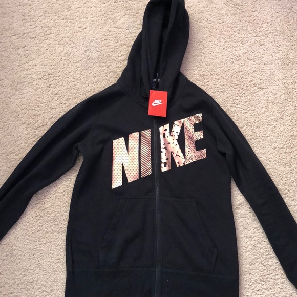 Nike Sweaters | Womens Nike Blackgold Hoodie Size Medium | Poshmark